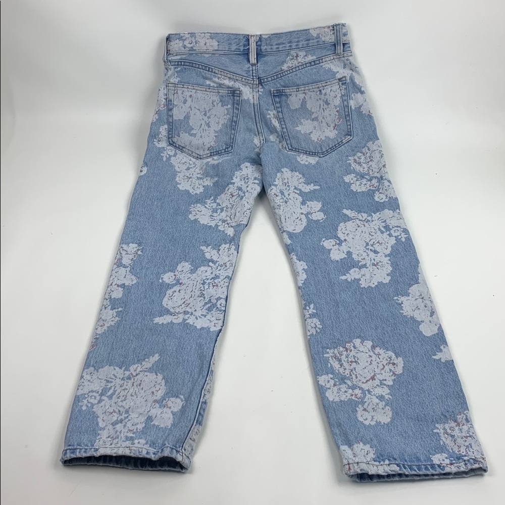 We The Free FP Blue Floral Jeans Size 26 Cotton Straight Leg light Wash denim - Picture 3 of 16